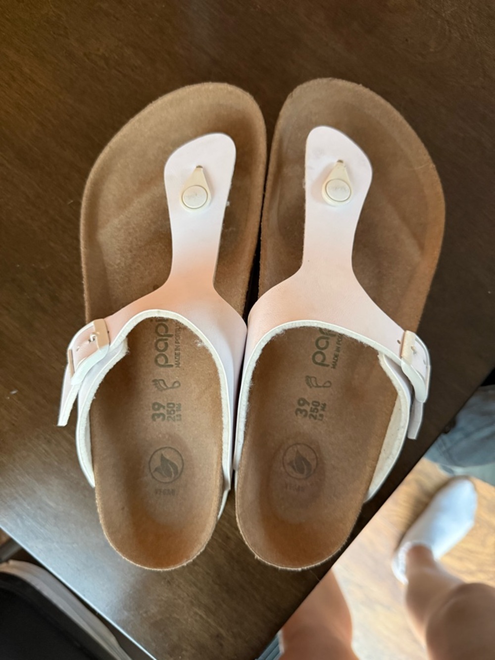Birkenstock White T‑Strap Toe‑Post Sandals
